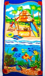 Полотенце вафельное пляжное 80х150 см "Тропический остров" (синий)