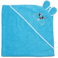 Полотенце махровое с вышивкой, уголок, длинные ушки (голубой цвет 62)