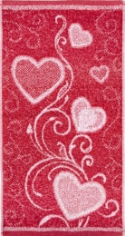 Полотенце 30х60 махровое "Сердечки" 1957 (красные)