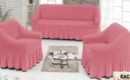 Набор чехлов для мягкой мебели на диван и 2 кресла, арт. 239 Розовый