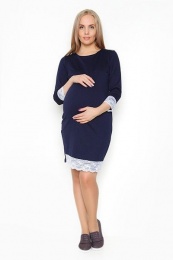Платье для беременных Темно-синее с кружевом