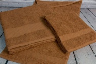 Набор махровых полотенец-3 шт- бордюр №120 -пл. 350 гр/м²- (коричневый, 105)