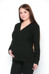 Блуза для беременных и кормящих черная с блеском