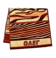 Полотенце махровое именное "Олег" (коричневый цвет)