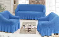 Набор чехлов для мягкой мебели на диван и 2 кресла, арт. 226 Синий
