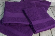 Набор махровых полотенец-3 шт- бордюр №120 -пл. 350 гр/м²- (фиолетовый, 702)