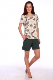 Костюм женский "Тропики" (футболка, шорты)