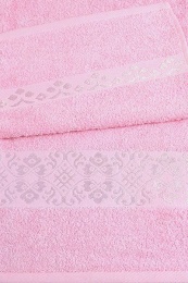 Полотенце махровое 50х90 №522 орнамент-пл. 370 гр/м²- (светло-розовый, 312)