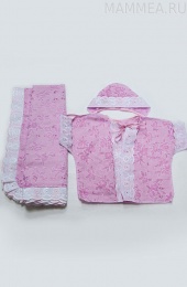Набор белья для новорожденного Крещение (шитьё) розовый