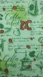 Полотенце вафельное с петелькой "Время пить кофе" (зеленый)- упаковка 10 шт