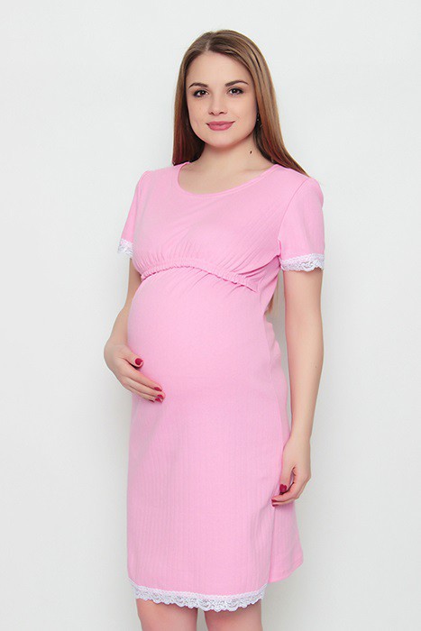 Сорочка ночная для беременных и кормящих светло-розовая интерлок