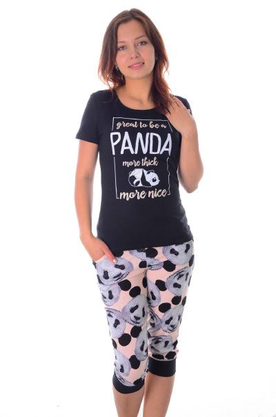 Пижама женская "Панда" (футболка+бриджи)