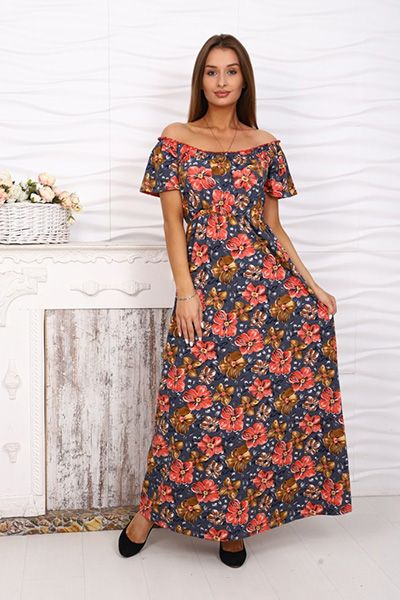 Платье женское №611 (терракотовые цветы)