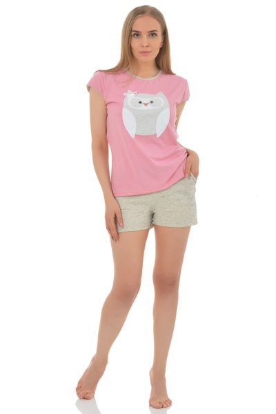 Пижама женская "Совушка" №435 (футболка+шорты)