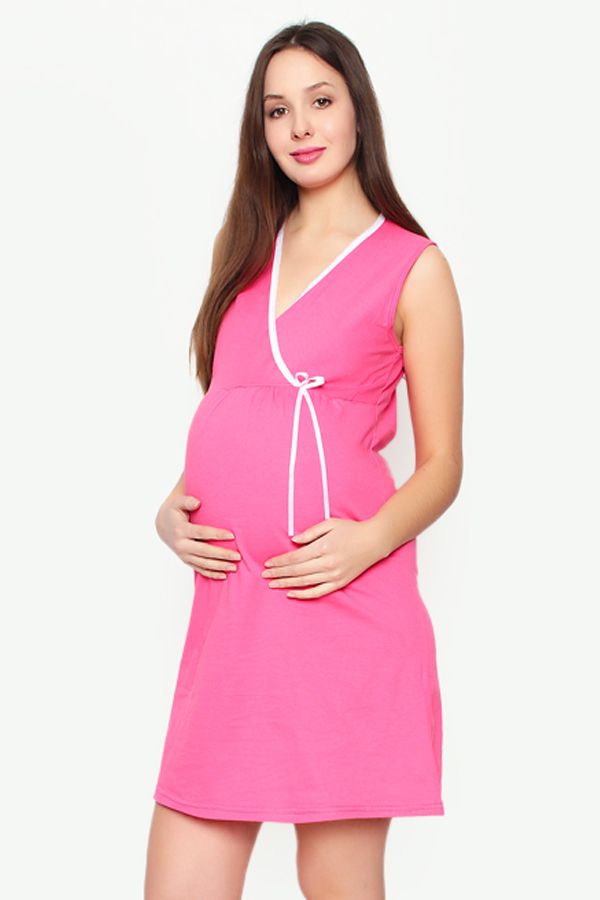 Сорочка на запахе для беременных и кормящих розовая