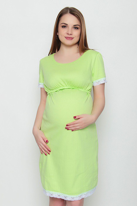 Сорочка ночная для беременных и кормящих салатовая интерлок
