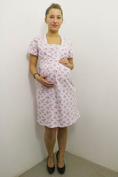Сорочка ночная для беременных и кормящих Волшебный цветок - розовая