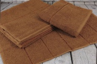 Набор махровых полотенец-3 шт- бордюр №02 (коричневый, 105)