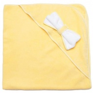 Полотенце махровое с вышивкой, уголок, с бантом (желтый цвет 128)