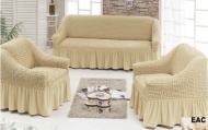Набор чехлов для мягкой мебели на диван и 2 кресла, арт. 212 Молочный
