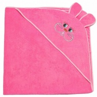 Полотенце махровое с вышивкой, уголок, длинные ушки (розовый цвет 11)