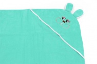 Полотенце махровое с вышивкой, уголок, длинные ушки (бирюзовый цвет 113)