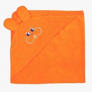 Полотенце махровое с вышивкой, уголок, длинные ушки (оранжевый 59)