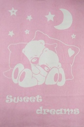 Одеяло детское байковое 100х140  АРТ: Сони (цвет розовый)