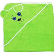 Полотенце махровое с вышивкой, уголок, короткие ушки (зеленый цвет 65)