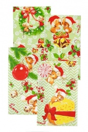 Полотенце вафельное купонное 35х60 "Рождество" (зеленый)- упаковка 10 шт