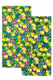 Полотенце вафельное "Лимонный цветок" (синий)- упаковка 10 шт