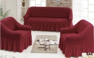 Набор чехлов для мягкой мебели на диван и 2 кресла, арт. 238 Красный