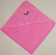 Полотенце махровое детское 100X100 "Уголок (с ушками)" (розовый)     
