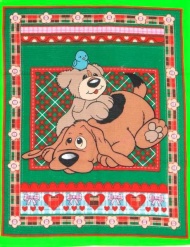 Полотенце вафельное купонное "Собака с мишкой" (зеленый)- упаковка 10 шт