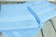 Набор махровых полотенец-3 шт- бордюр №120 -пл. 350 гр/м²- (голубой, 607)