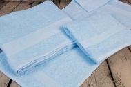 Набор махровых полотенец-3 шт- бордюр №120 -пл. 350 гр/м²- (светло-голубой, 617)