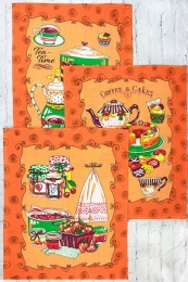 Полотенце вафельное купонное "На кухне" (оранжевый)- упаковка 10 шт
