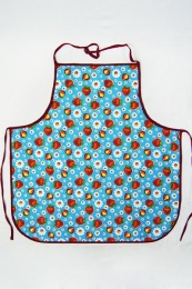 Фартук кухонный «Гигант» из вафельной ткани "Клубника и ромашки" (бирюзовый цвет)