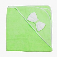 Полотенце махровое с вышивкой, уголок, с бантом (салатовый цвет 48)