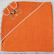 Полотенце махровое с вышивкой, уголок, длинные ушки (оранжевый цвет 149)