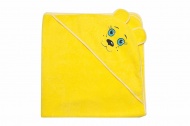 Полотенце махровое с вышивкой, уголок, короткие ушки (ярко-желтый цвет 116)
