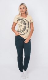 Костюм женский "Время" футболка+брюки (бежевый)