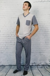 Пижама мужская "Макс" (футболка+брюки)- серый цвет