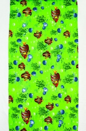 Полотенце вафельное пляжное 80х150 см "Морское дно, Рыбы" (зеленый)