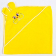 Полотенце махровое с вышивкой, уголок, длинные ушки (ярко-желтый 41)