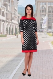 Платье женское модель Логика горох+красный