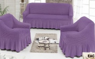 Набор чехлов для мягкой мебели на диван и 2 кресла, арт. 204 Фиолетовый