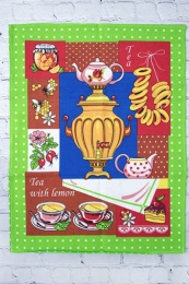 Полотенце вафельное купонное "Чайная церемония" (зеленый)- упаковка 10 шт