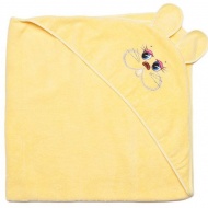 Полотенце махровое с вышивкой, уголок, длинные ушки (желтый цвет 128)
