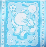 Полотенце махровое детское 100х100 "Мишутка" (голубой цвет)